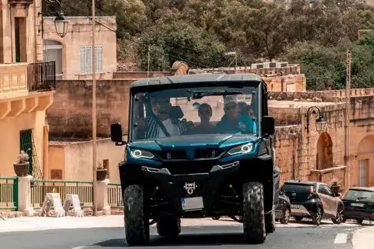 The fortified Citadel rises above Victoria and offers broad views across Gozo  Historic limestone fortifications and buildings within the Citadel in Gozo’s capital.